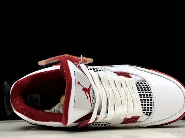 308497-160 Black White Air Jordan 4 Fire Red Men 0723